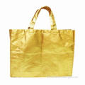 Promotional Laminated Nonwoven Shopping Bag with Shot Handle, Yellow Color